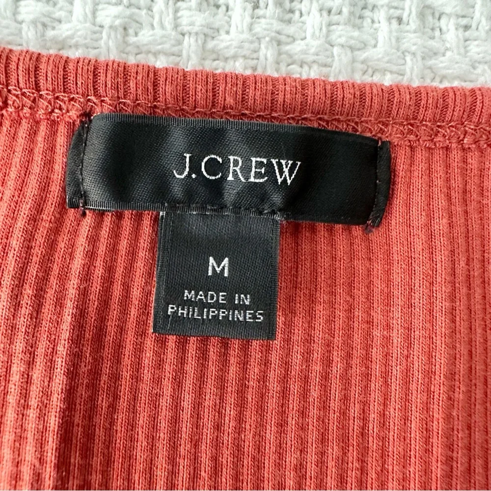 J. Crew Orange Scoop Neck Tie Front Ribbed Short Sleeve Tee Womens Medium